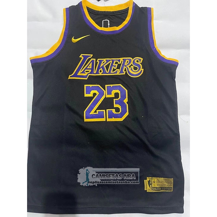 Camiseta Nino Los Angeles Lakers LeBron James NO 23 Earned 2021-22 Negro